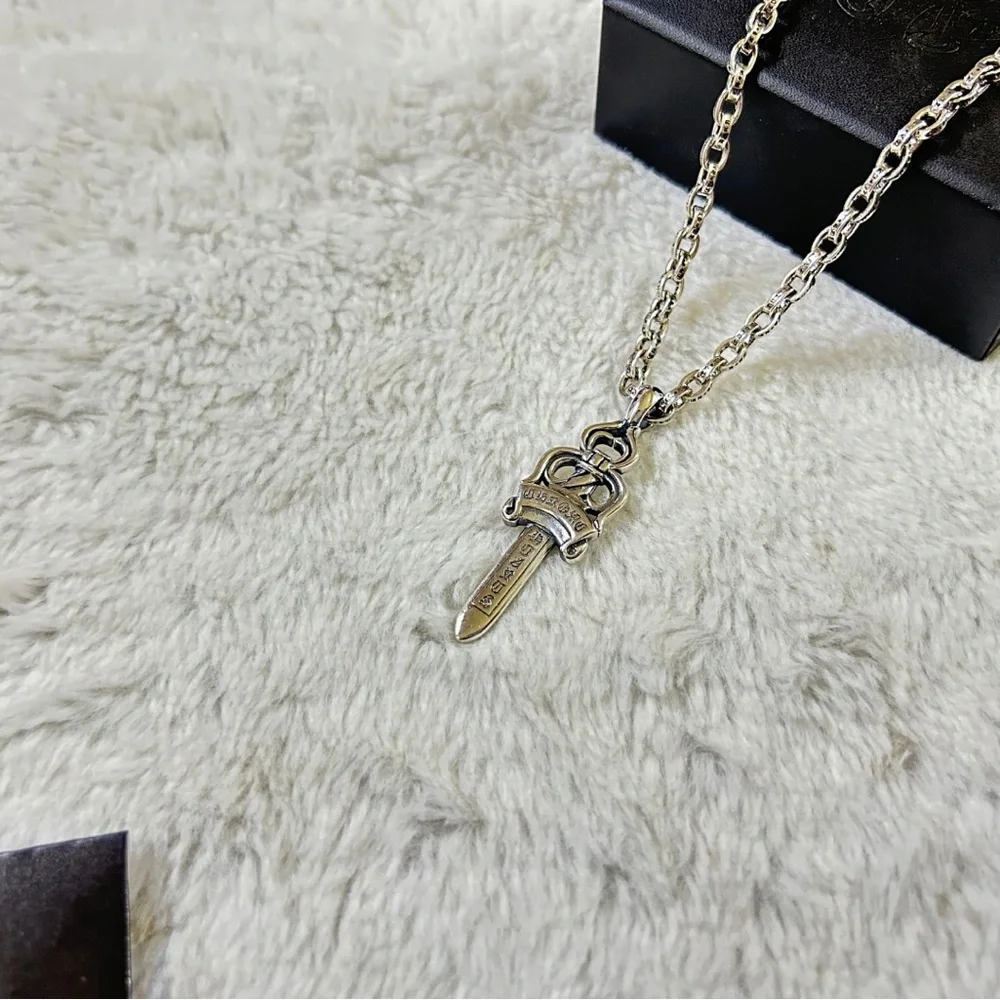 Chrome Hearts Silver Sword Dagger Pendant Necklace